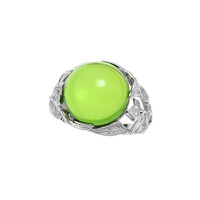 Colombian green Amber Silver Ring