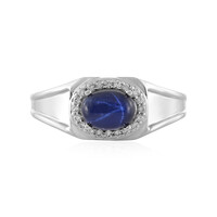 Blue Star Sapphire Silver Ring