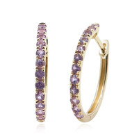 9K Unheated Ceylon Purple Sapphire Gold Earrings