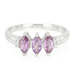 Unheated Ceylon Purple Sapphire Silver Ring