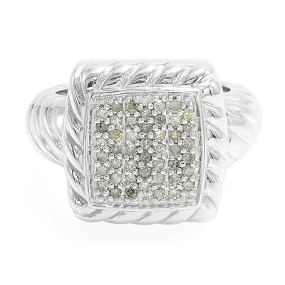 Champagne Diamond Silver Ring