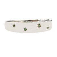 Green Diamond Silver Ring