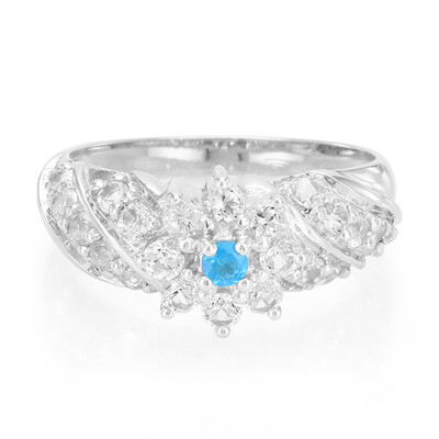 Neon Blue Apatite Silver Ring