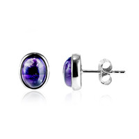Chevron Amethyst Silver Earrings