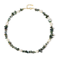 Moss Agate Silver Necklace (Riya)