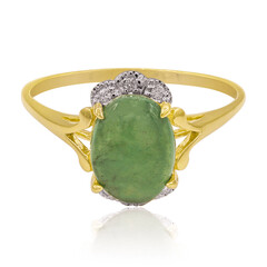 9K Noble Green Jadeite Gold Ring