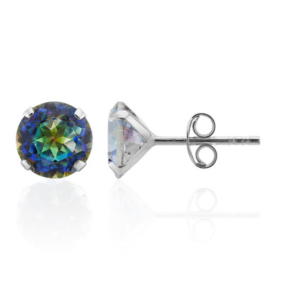 Mystic Blue Quartz Silver Earrings