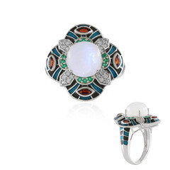 Rainbow Moonstone Silver Ring (Adela Silber)