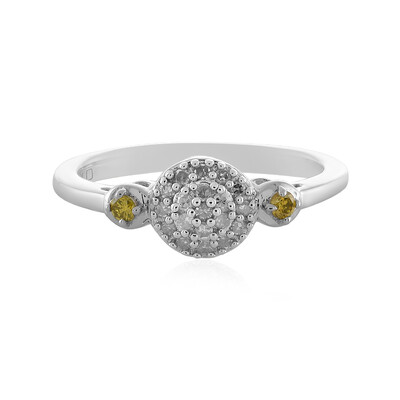 I2 Yellow Diamond Silver Ring