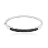 Black Spinel Silver Bangle