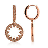 9K SI1 Argyle Rose De France Diamond Gold Earrings