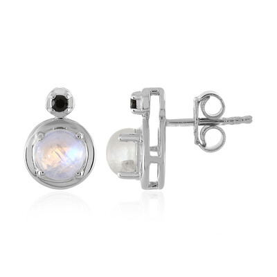 Rainbow Moonstone Silver Earrings