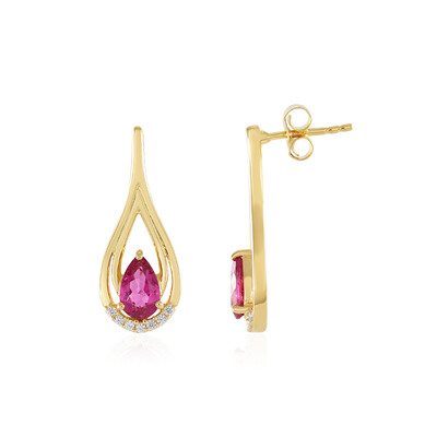 Rubellite Silver Earrings