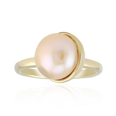 Orange Freshwater Pearl Silver Ring (TPC)
