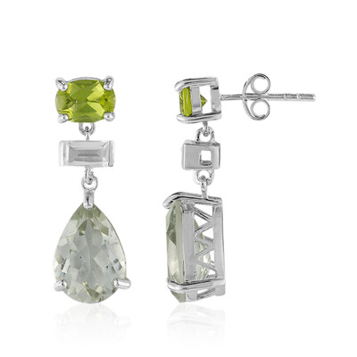 Green Amethyst Silver Earrings