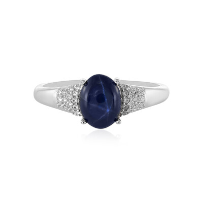Blue Star Sapphire Silver Ring