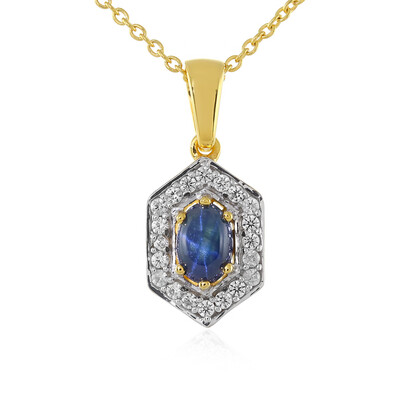 Blue Star Sapphire Silver Necklace