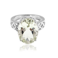 Green Amethyst Silver Ring