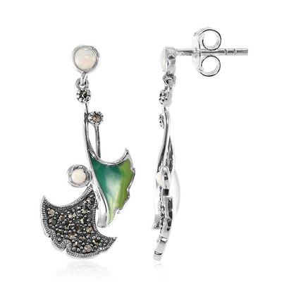 White Opal Silver Earrings