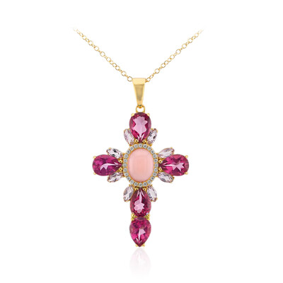 Pink Opal Silver Necklace