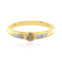 PK Champagne Diamond Silver Ring