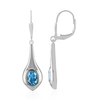 Swiss Blue Topaz Silver Earrings