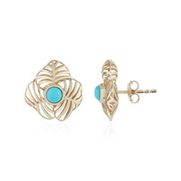 9K Sleeping Beauty Turquoise Gold Earrings (Ornaments by de Melo)