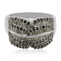 Black Diamond Silver Ring