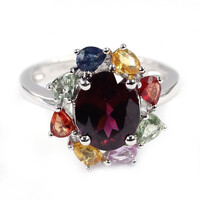 Rhodolite Silver Ring