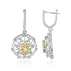 Yellow Beryl Silver Earrings