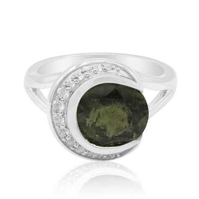 Moldavite Silver Ring
