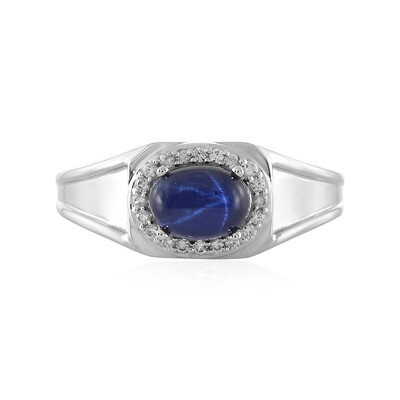 Blue Star Sapphire Silver Ring