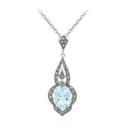 Sky Blue Topaz Silver Necklace