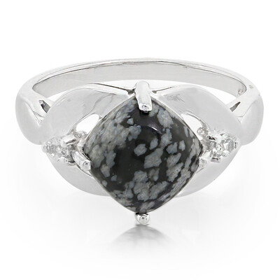 Snowflake Obsidian Silver Ring