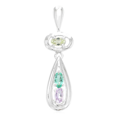 Cuprian Tourmaline Silver Pendant