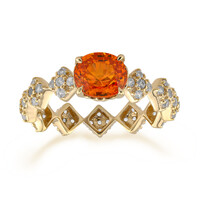 9K Ban Ka Cha Orange Sapphire Gold Ring