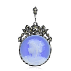 Blue Lace Agate Silver Pendant