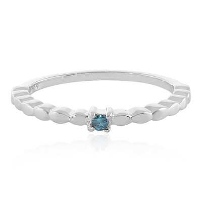 I3 Blue Diamond Silver Ring