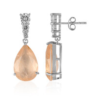 Peach Pastel Quartz Silver Earrings