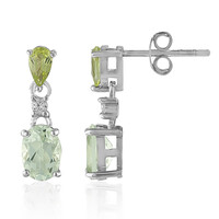 Green Amethyst Silver Earrings