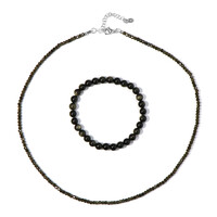 Gold Sheen Obsidian Silver Set