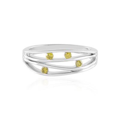 I2 Yellow Diamond Silver Ring
