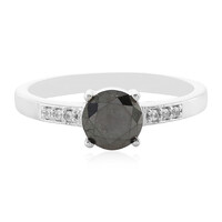Black Diamond Silver Ring