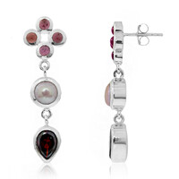 Indian Garnet Silver Earrings