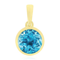 9K Swiss Blue Topaz Gold Pendant