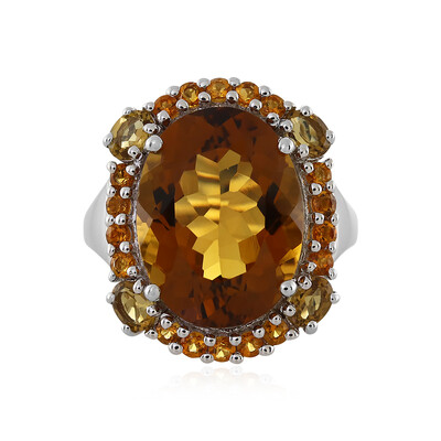 Cognac Quartz Silver Ring