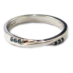 Blue Diamond Silver Ring