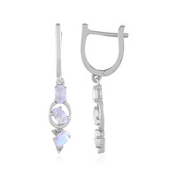 Rainbow Moonstone Silver Earrings