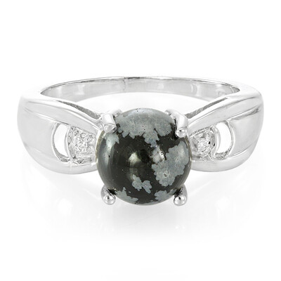 Snowflake Obsidian Silver Ring
