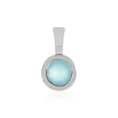 Aqua Chalcedony Silver Pendant
